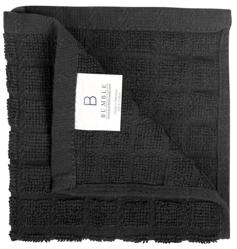 Bumble Towels Bumble Dish Towels & Dish Cloths (8 Pack) | 100% Cotton Kitchen Towels | 12"" x 12"" | 405 GSM | Soft, Highly Absorbent & Durable Rags for Washing Dishes | Black - Image 3